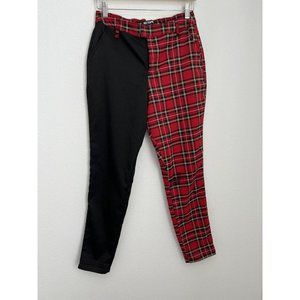 Hot Topic Women's Black & Red Plaid Split Leg Pants Size M Grunge Punk Gothic